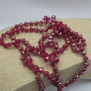 Red AB Crystal Necklace Extra Long